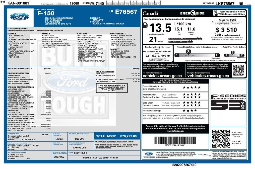 Ford F-150 Lariat SuperCrew 6.5-ft. Bed 4WD 2020