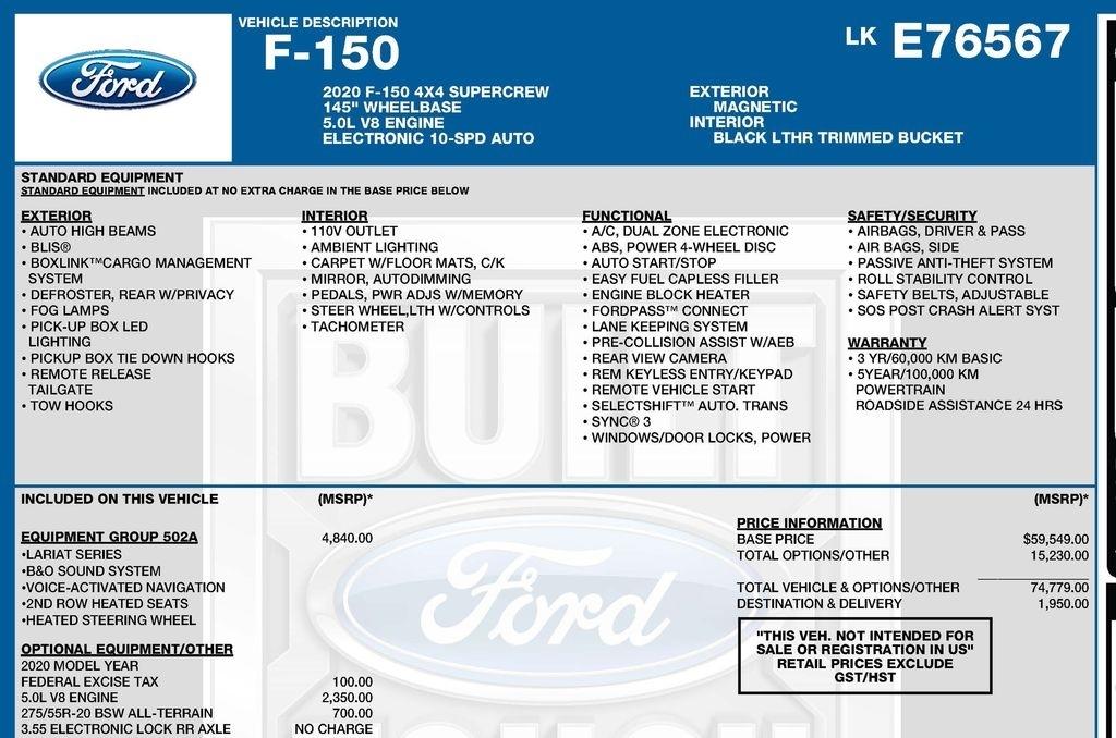 Ford F-150 Lariat SuperCrew 6.5-ft. Bed 4WD 2020