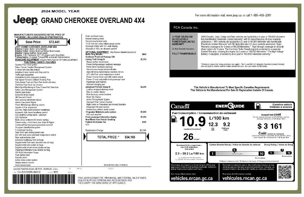 Jeep Grand Cherokee Overland 4WD 2024