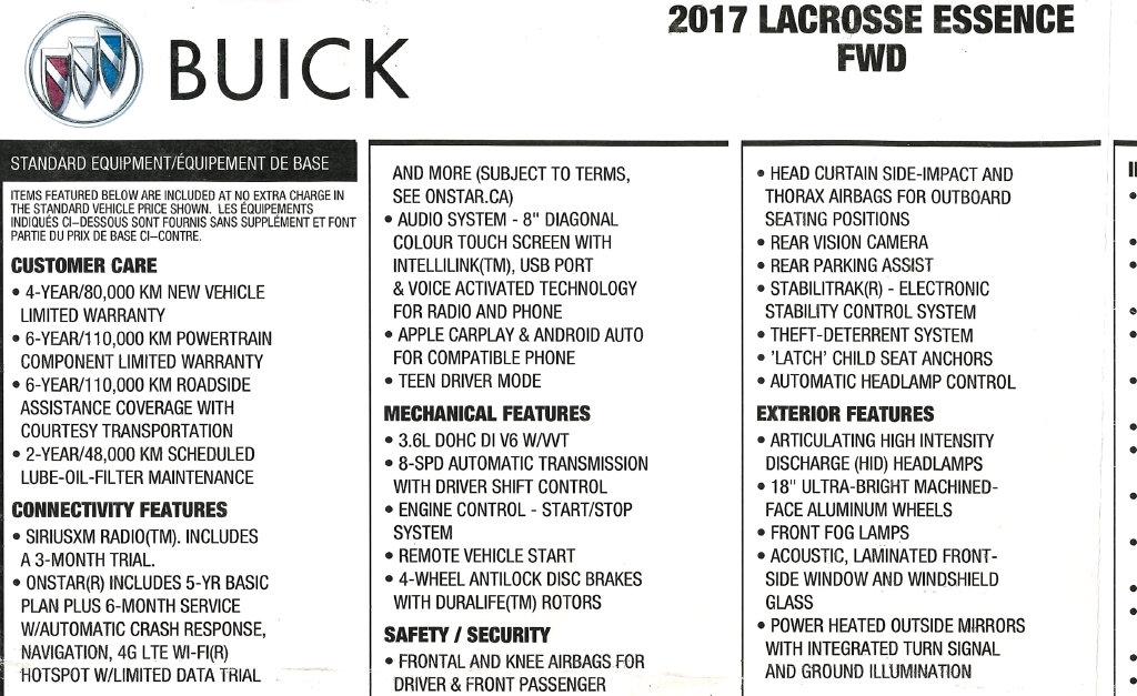 Buick LaCrosse Essence 2017