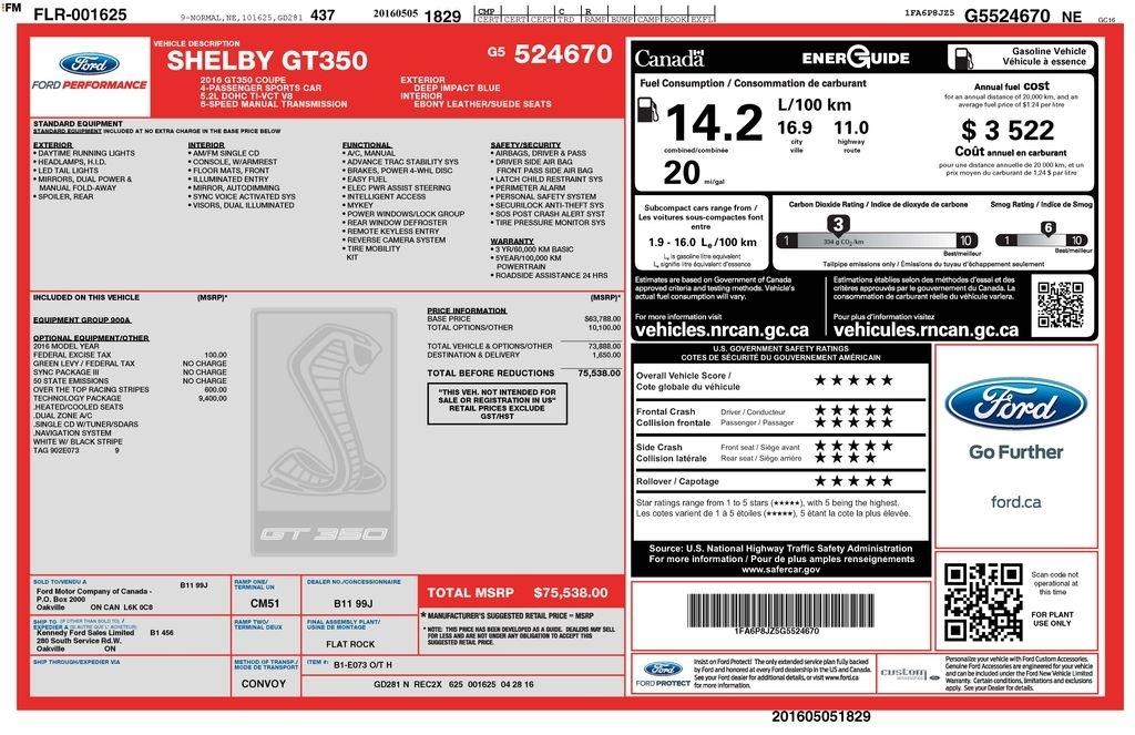 Ford Shelby GT350 Base 2016