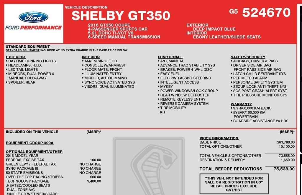 Ford Shelby GT350 Base 2016