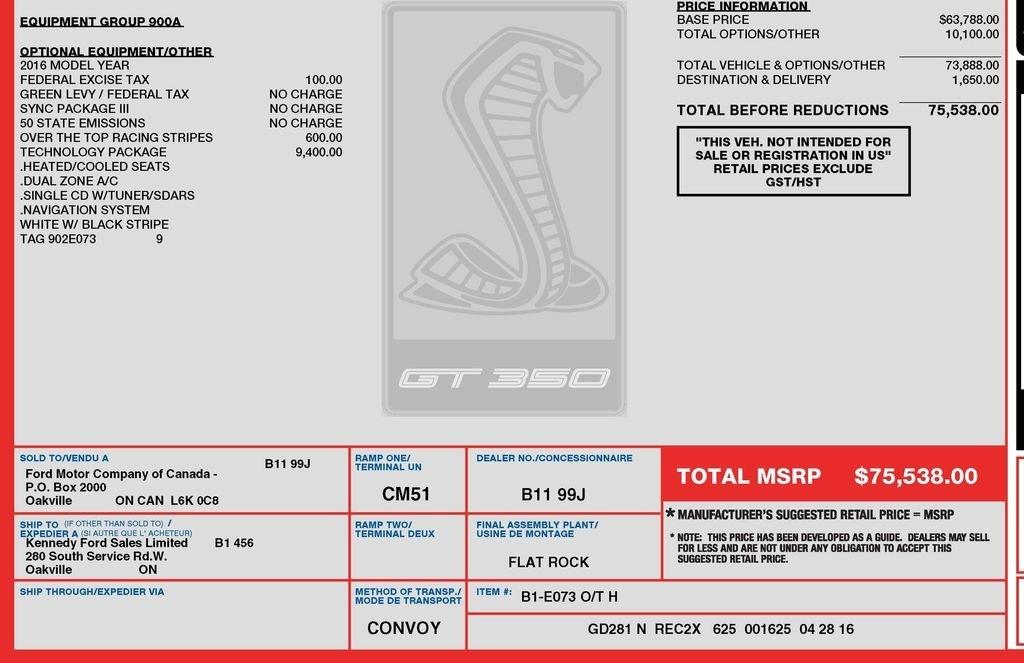 Ford Shelby GT350 Base 2016