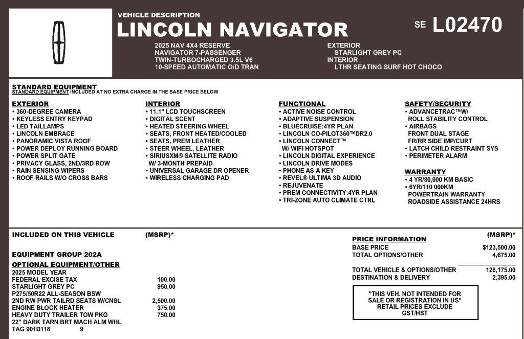Lincoln Navigator Reserve 2025