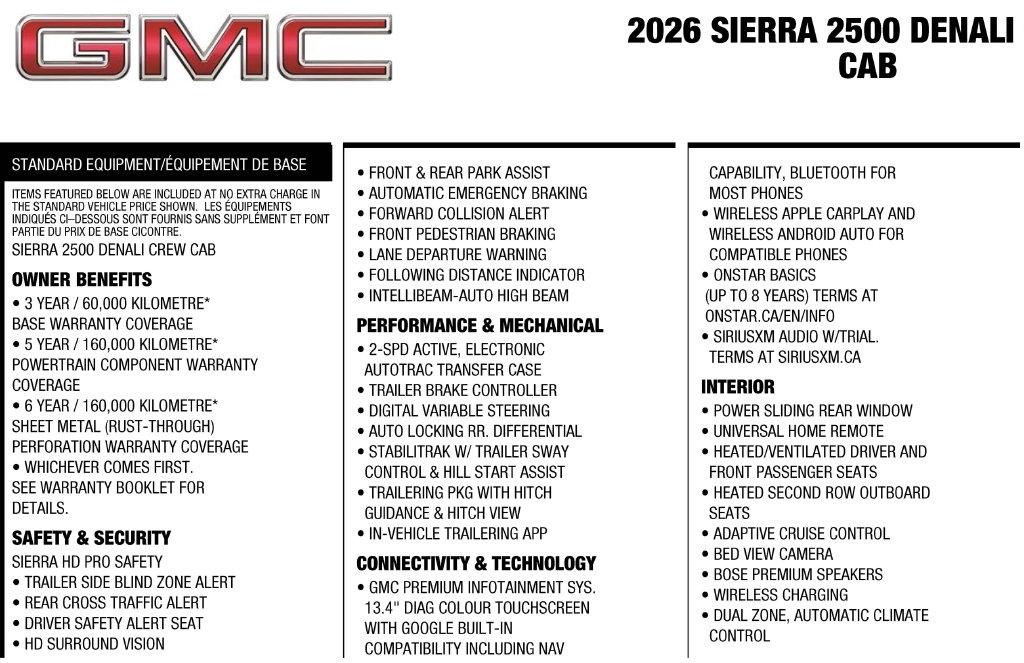 GMC Sierra 2500HD Denali Crew Cab 4WD SB 2026