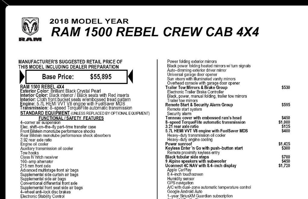 RAM 1500 Rebel Crew Cab SWB 4WD 2018