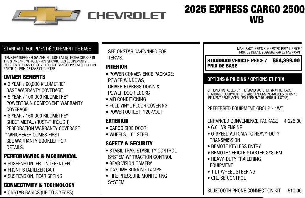Chevrolet Express 2500 Cargo Extended 2025