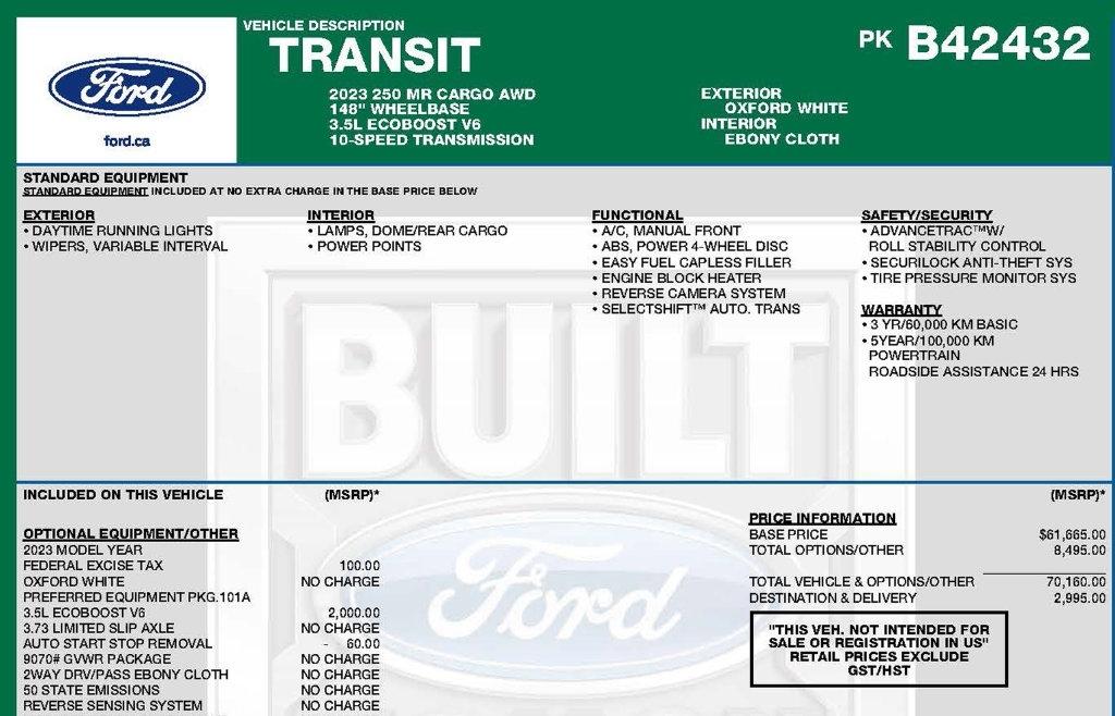 Ford Transit 250 Van Med. Roof w/Sliding Pass. 148-in. WB 2023