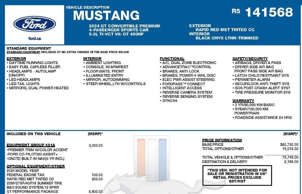Ford Mustang GT Premium Convertible 2024
