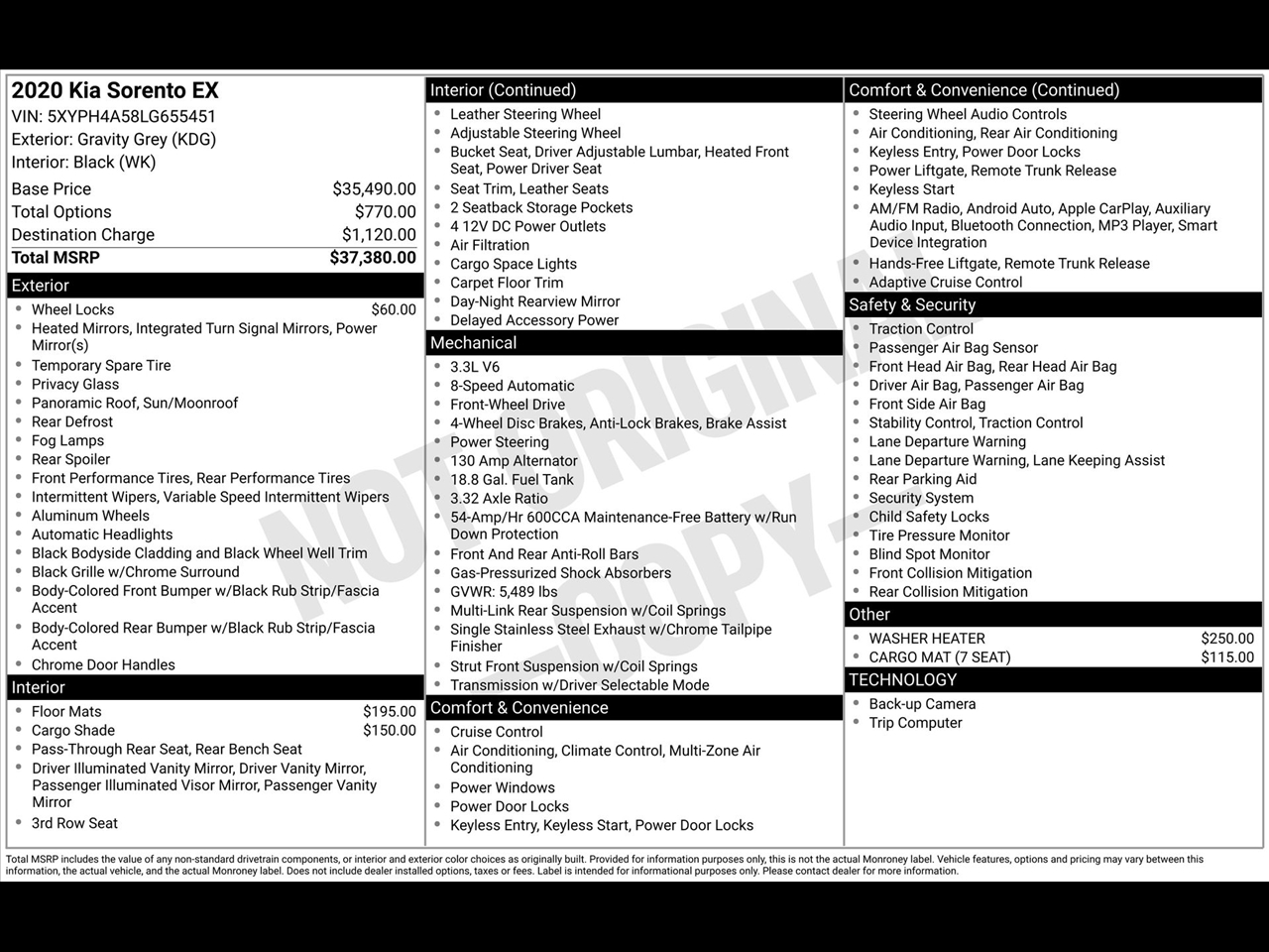 Kia Sorento EX V6 2WD 2020