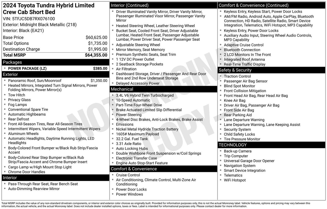 Toyota Tundra Limited CrewMax 4WD Hybrid 2024