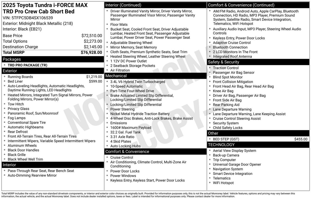 Toyota Tundra TRD PRO CrewMax 4WD Hybrid 2025