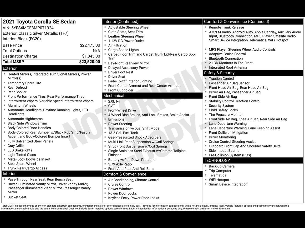 Toyota Corolla SE 2021