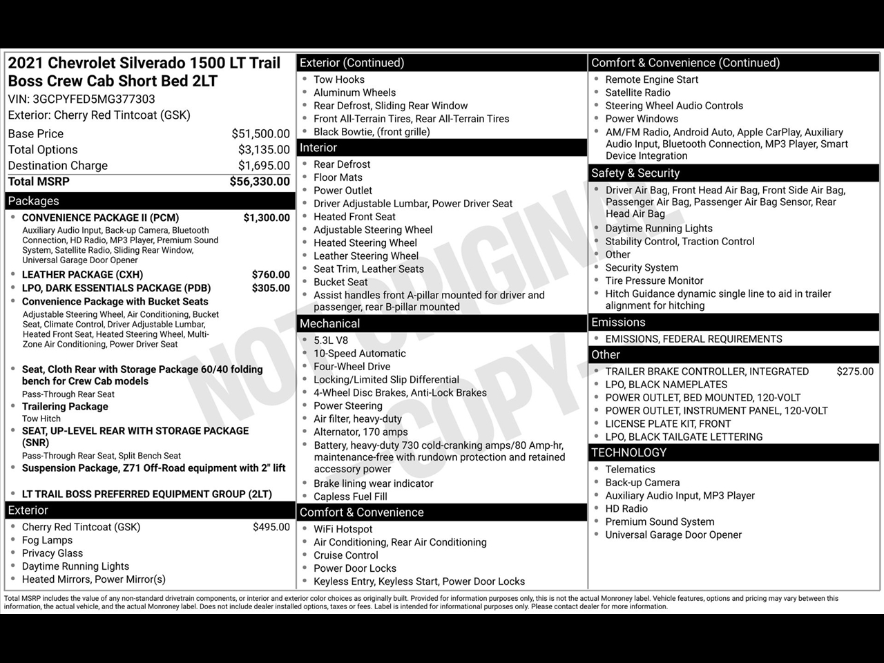 Chevrolet Silverado 1500 LT Trail Boss Crew Cab 4WD 2021