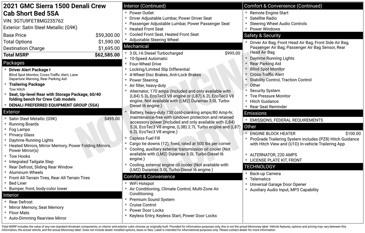 GMC Sierra 1500 Denali Crew Cab 4WD 2021