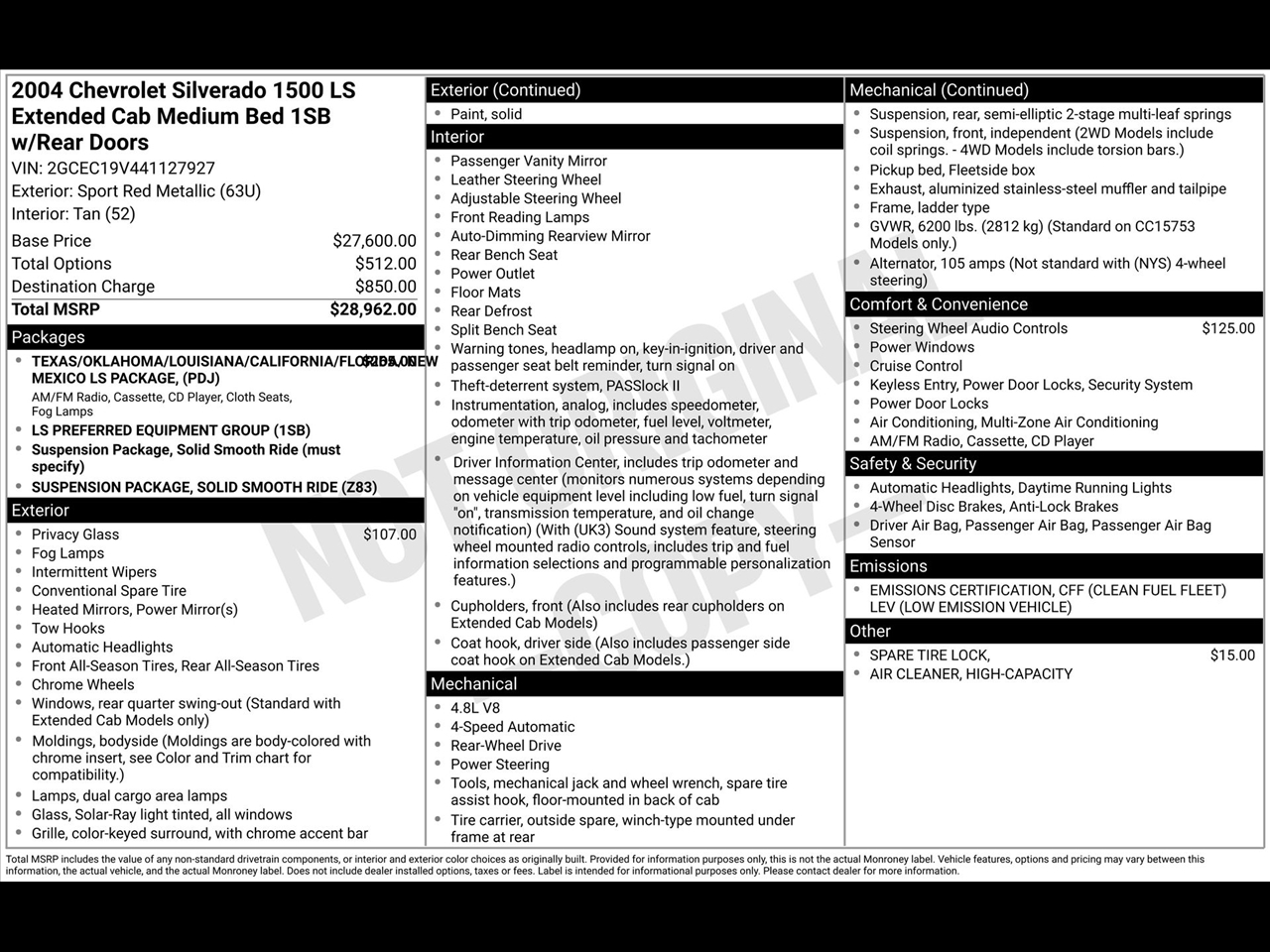 Chevrolet Silverado 1500 LS Ext. Cab Long Bed 2WD 2004