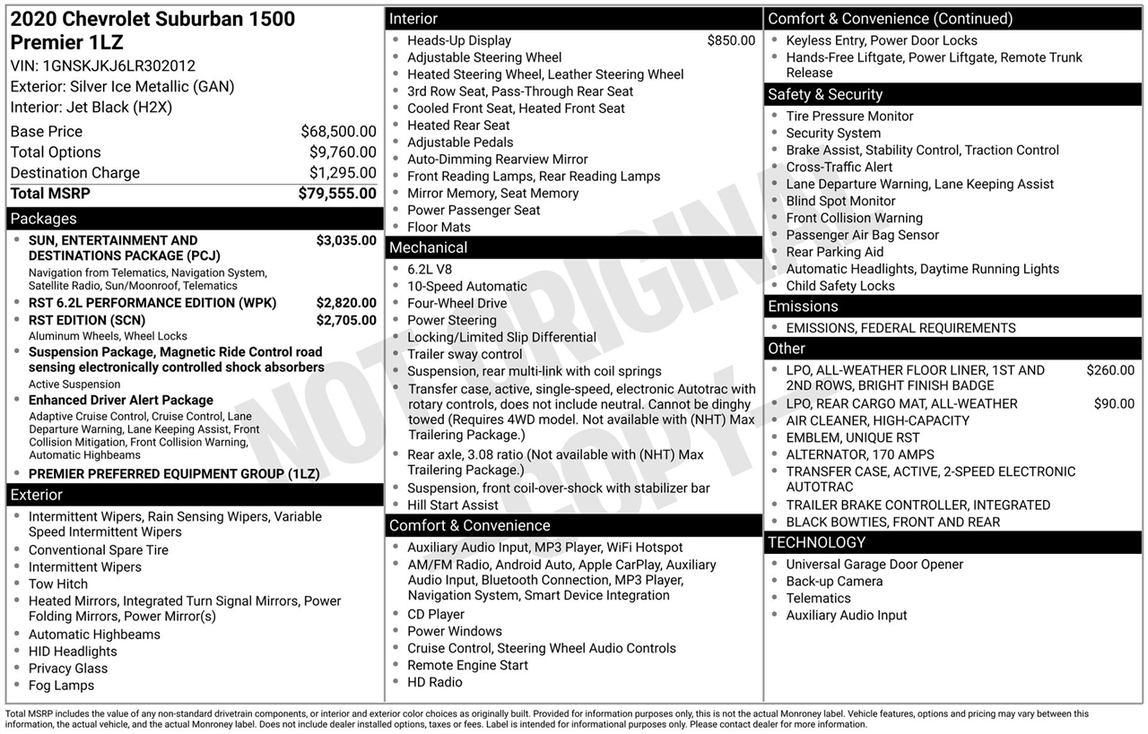 Chevrolet Suburban Premier 4WD 2020