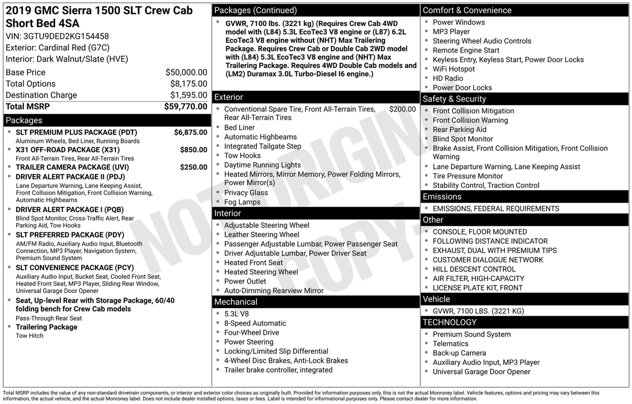 GMC Sierra 1500 SLT Crew Cab Long Box 4WD 2019