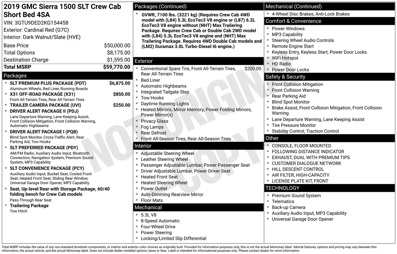 GMC Sierra 1500 SLT Crew Cab Long Box 4WD 2019