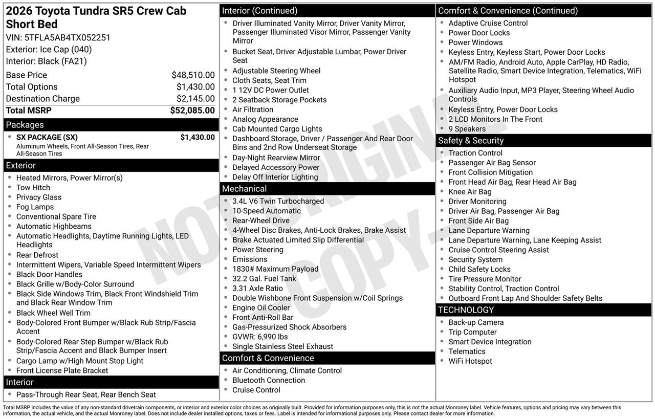 Toyota Tundra SR5 CrewMax 2WD 2026