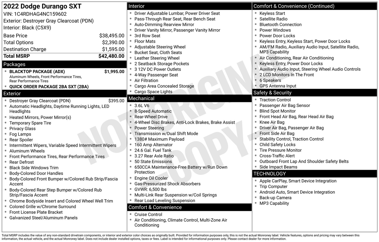Dodge Durango SXT RWD 2022
