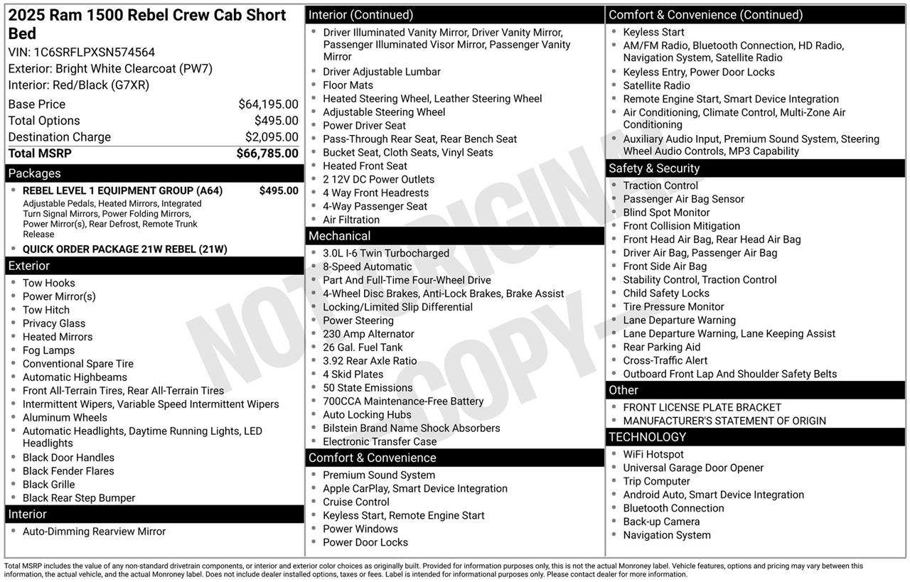 RAM 1500 Rebel Crew Cab SB 4WD 2025