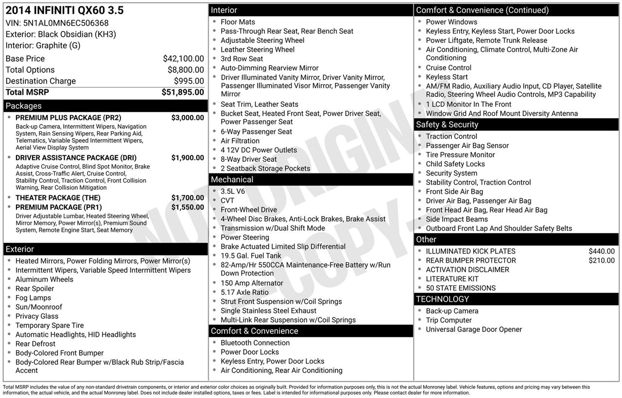 Infiniti QX60 FWD 2014