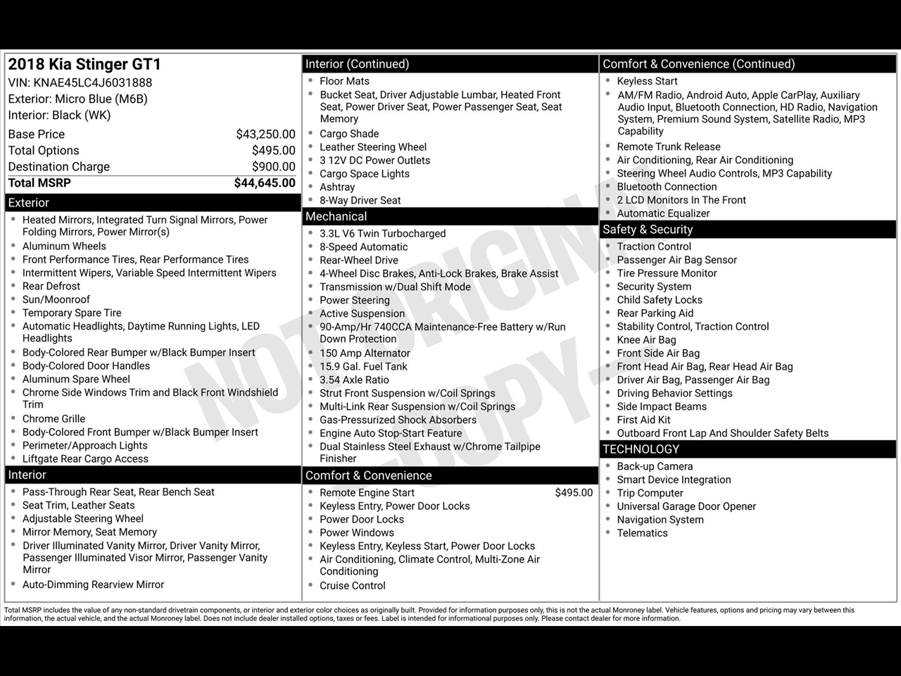 Kia Stinger GT1 2018