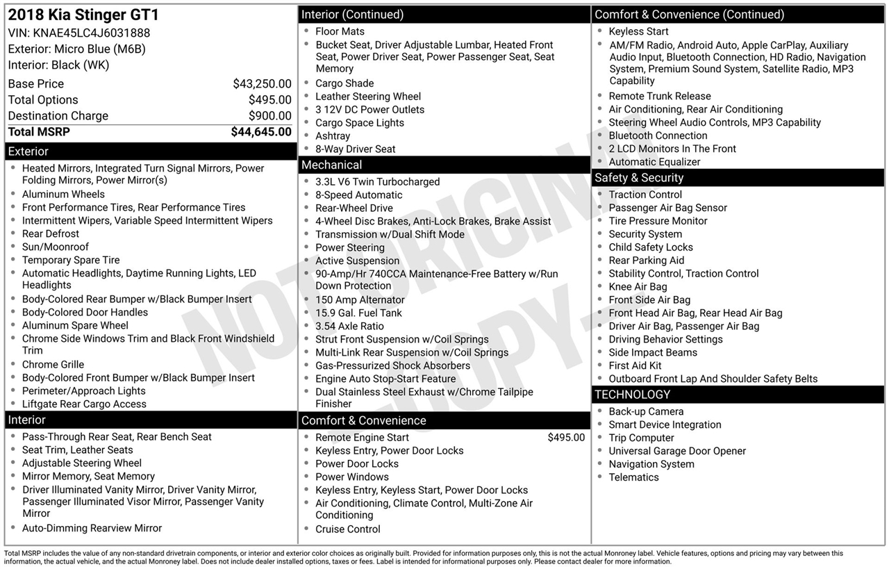 Kia Stinger GT1 2018