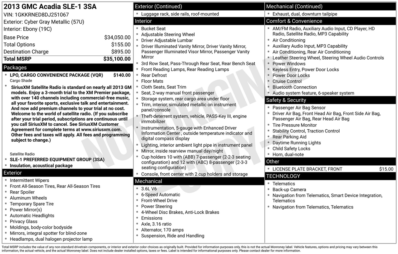 GMC Acadia SLE-1 FWD 2013