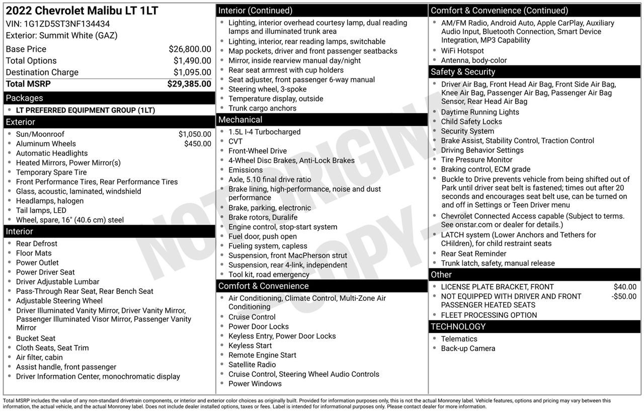 Chevrolet Malibu LT 2022