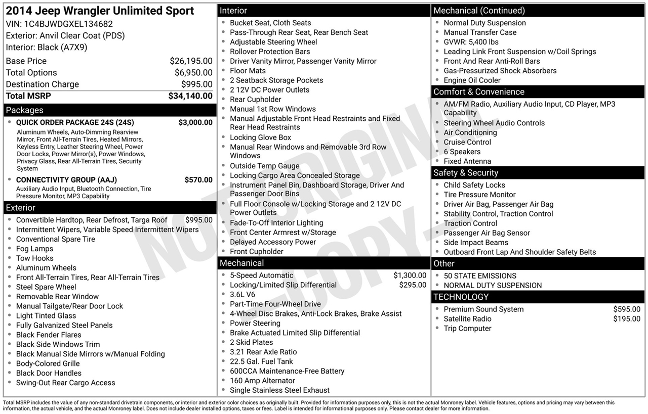 Jeep Wrangler Unlimited Sport 4WD 2014