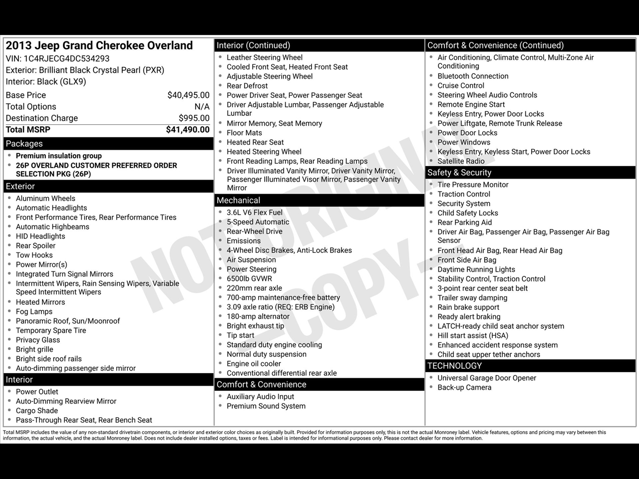 Jeep Grand Cherokee Overland 2WD 2013