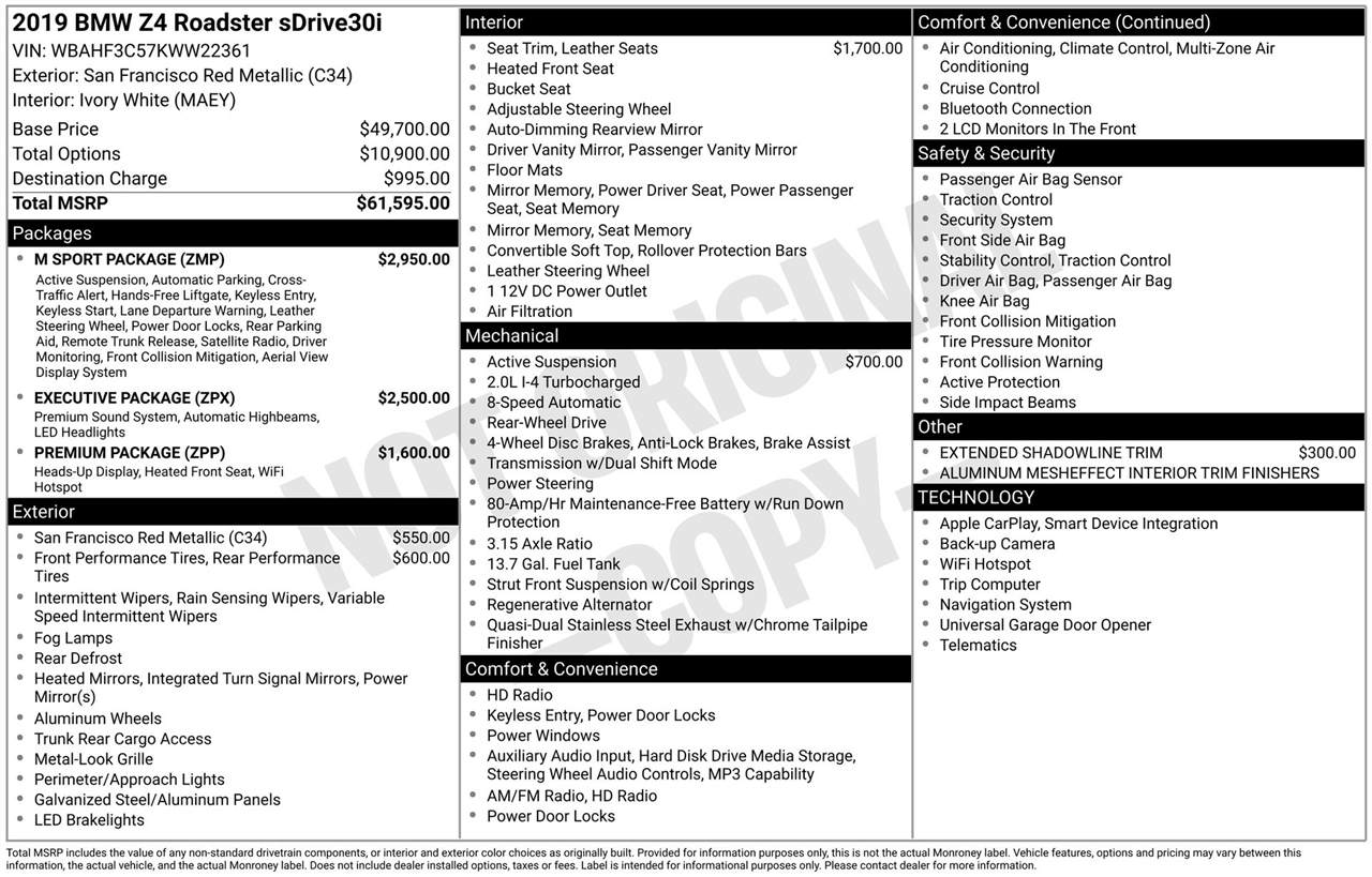 BMW Z4 sDrive30i 2019