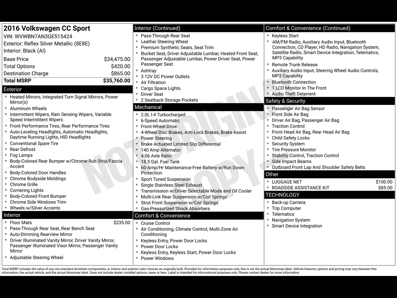 Volkswagen CC 2.0T Sport 2016