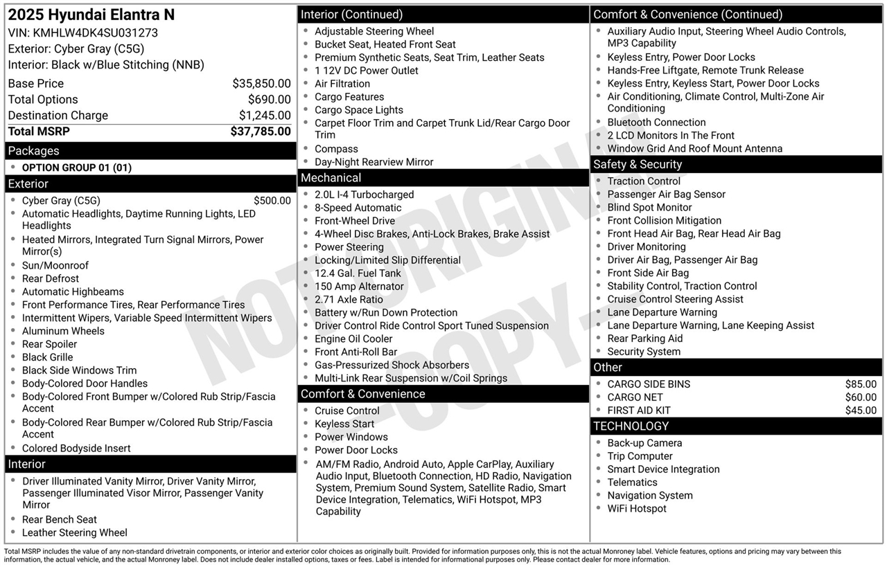 Hyundai Elantra N Line 2025