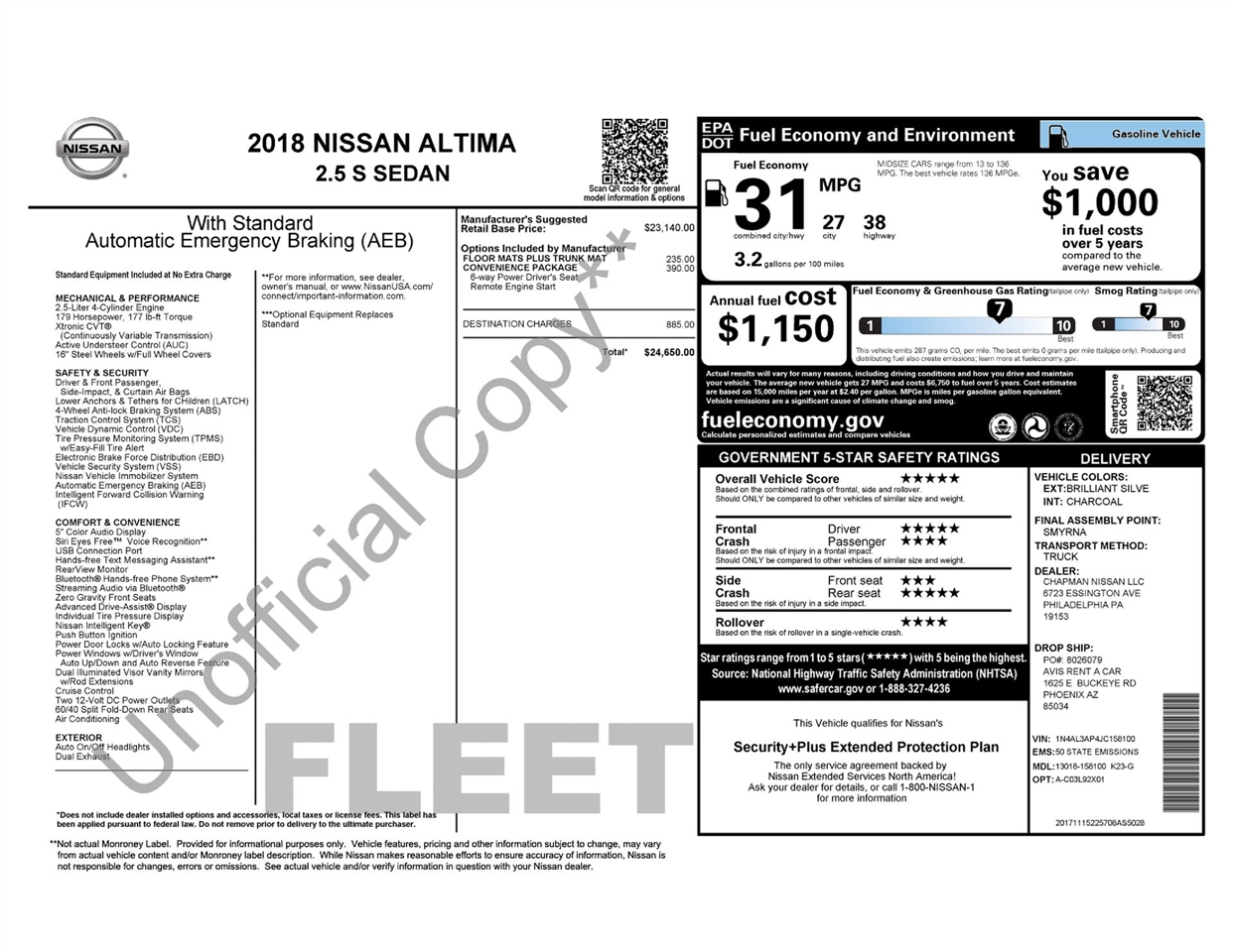 Nissan Altima 2.5 S 2018