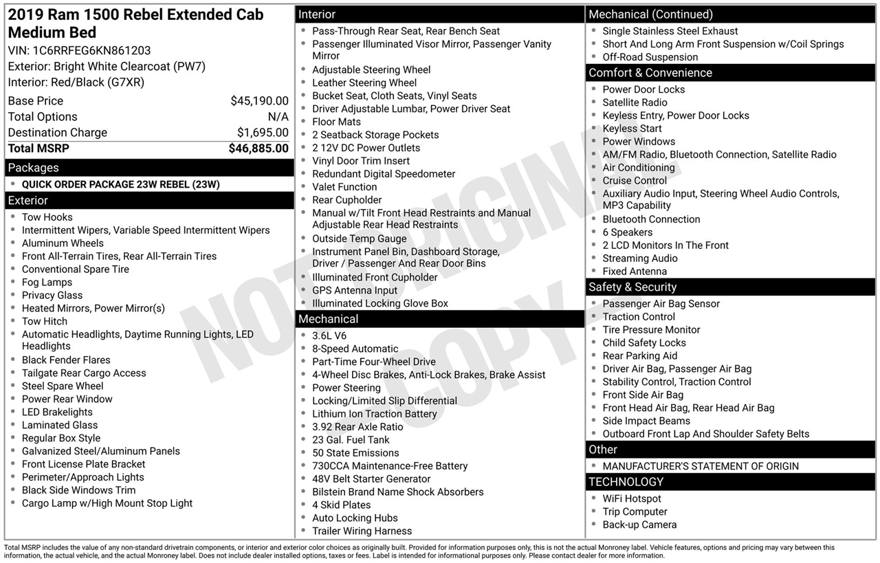 RAM 1500 Rebel Quad Cab 4WD 2019