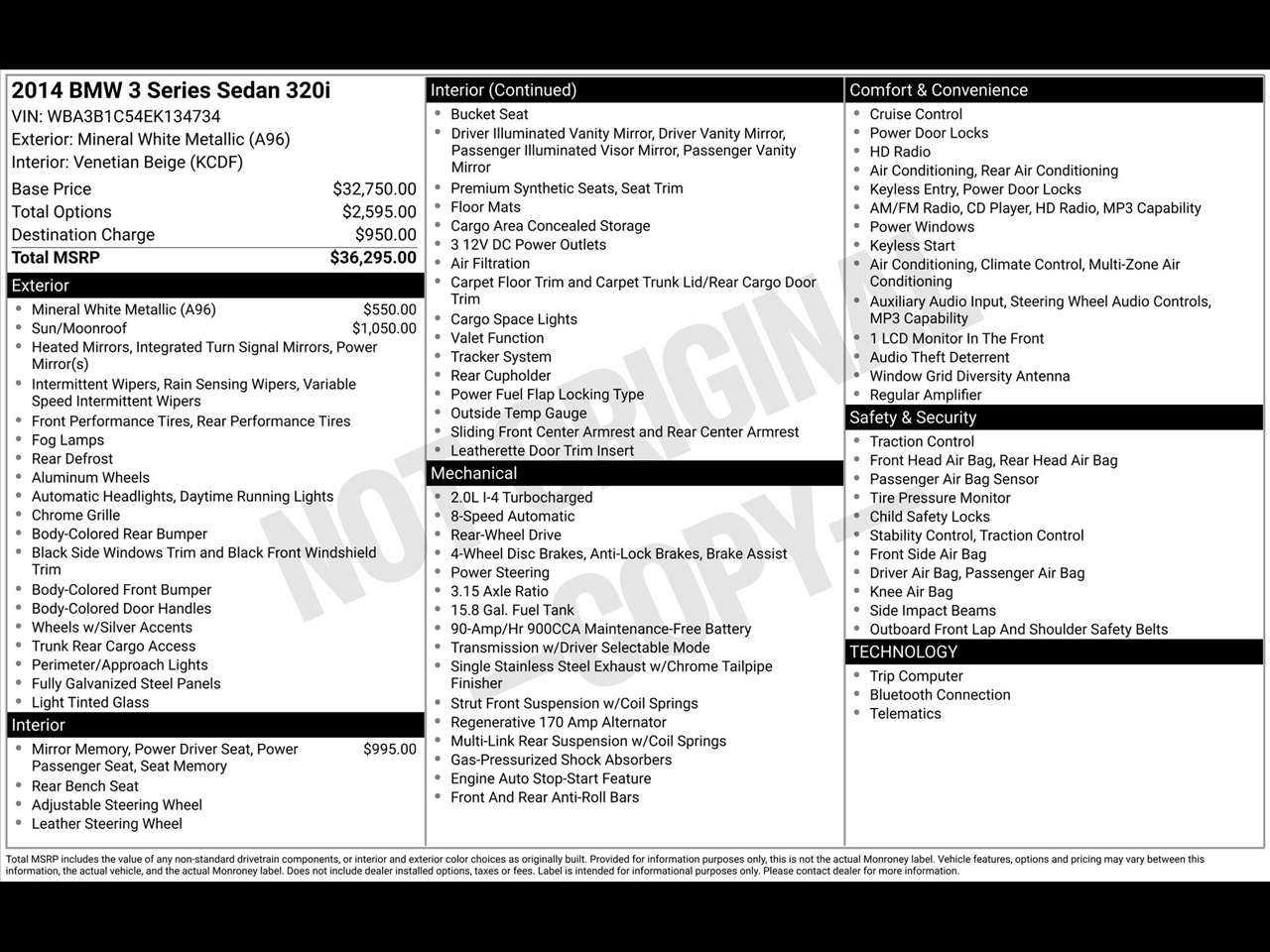 BMW 3-Series 320i Sedan 2014