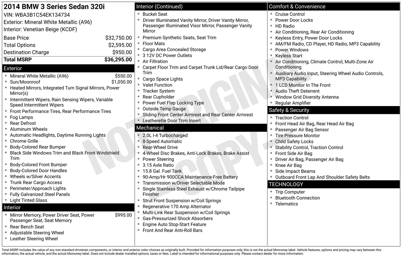 BMW 3-Series 320i Sedan 2014