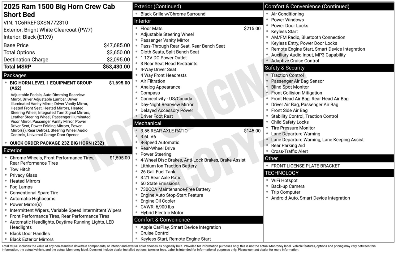 RAM 1500 Big Horn Crew Cab SWB 2WD 2025
