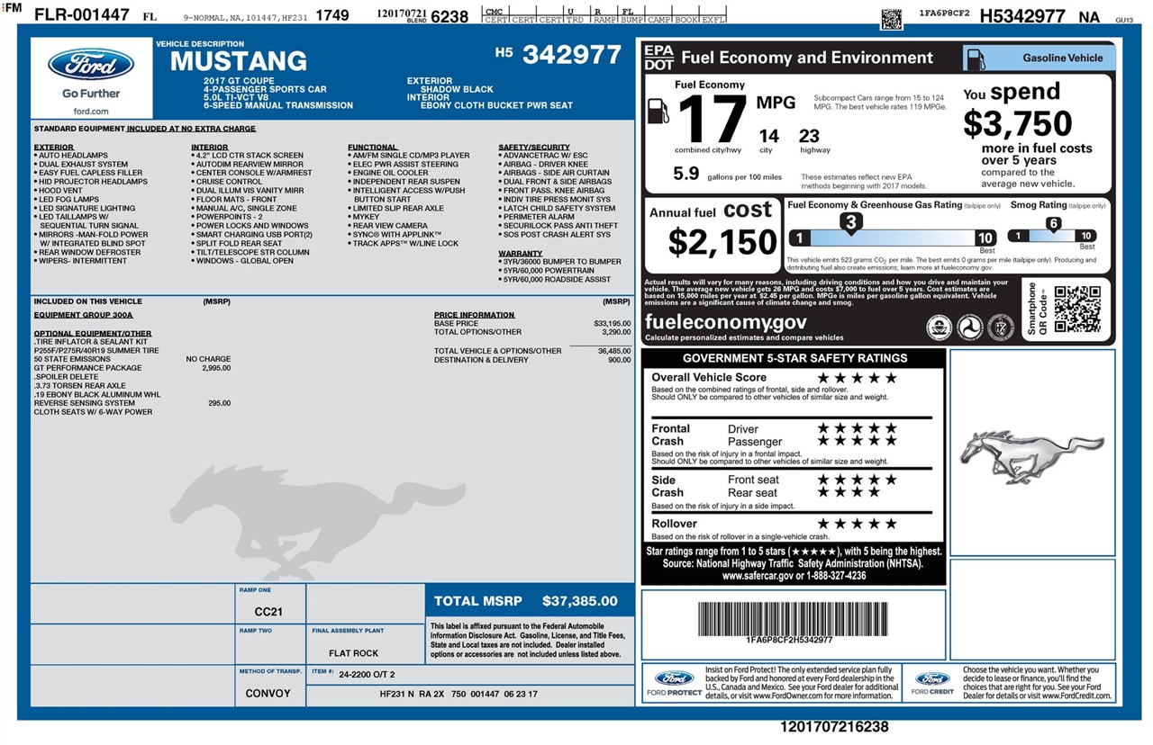 Ford Mustang GT Coupe 2017