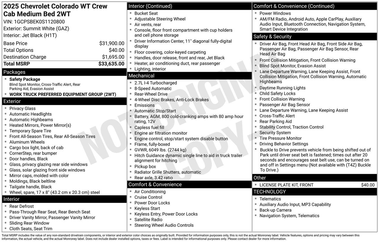 Chevrolet Colorado Work Truck Crew Cab 2WD 2025