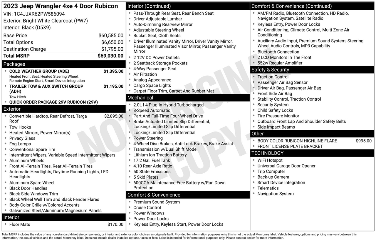 Jeep Wrangler 4xe Unlimited Rubicon 2023