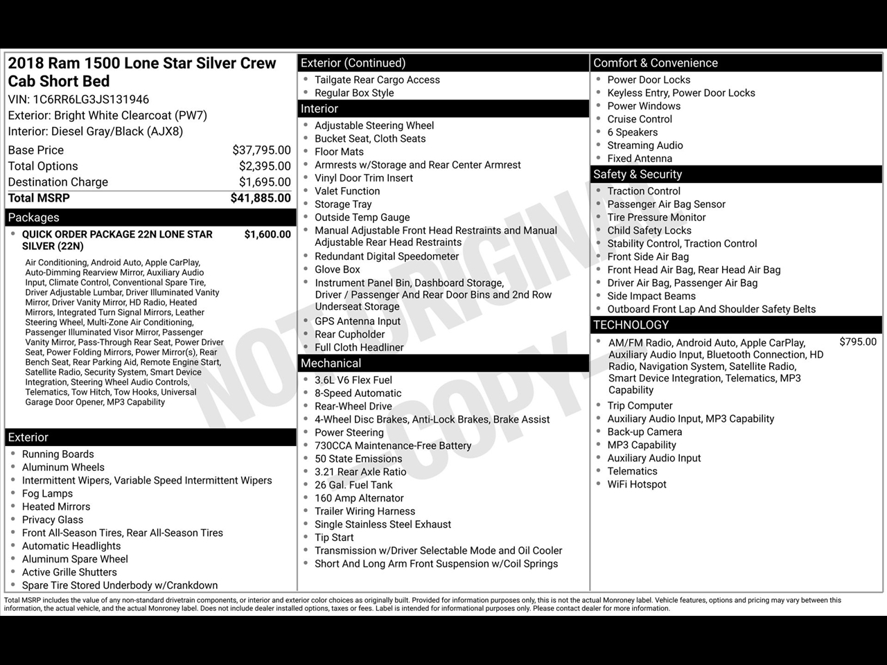 RAM 1500 SLT Crew Cab SWB 2WD 2018