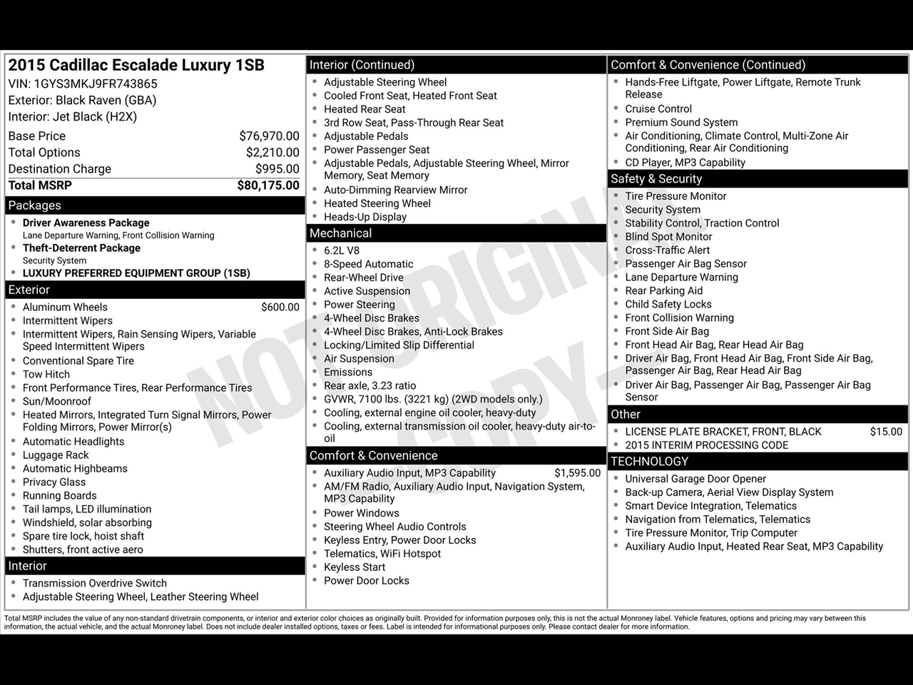 Cadillac Escalade Luxury 2WD 2015