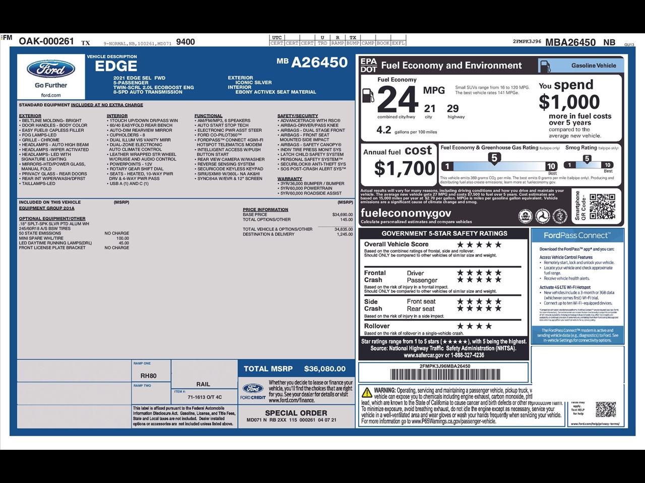 Ford Edge SEL FWD 2021