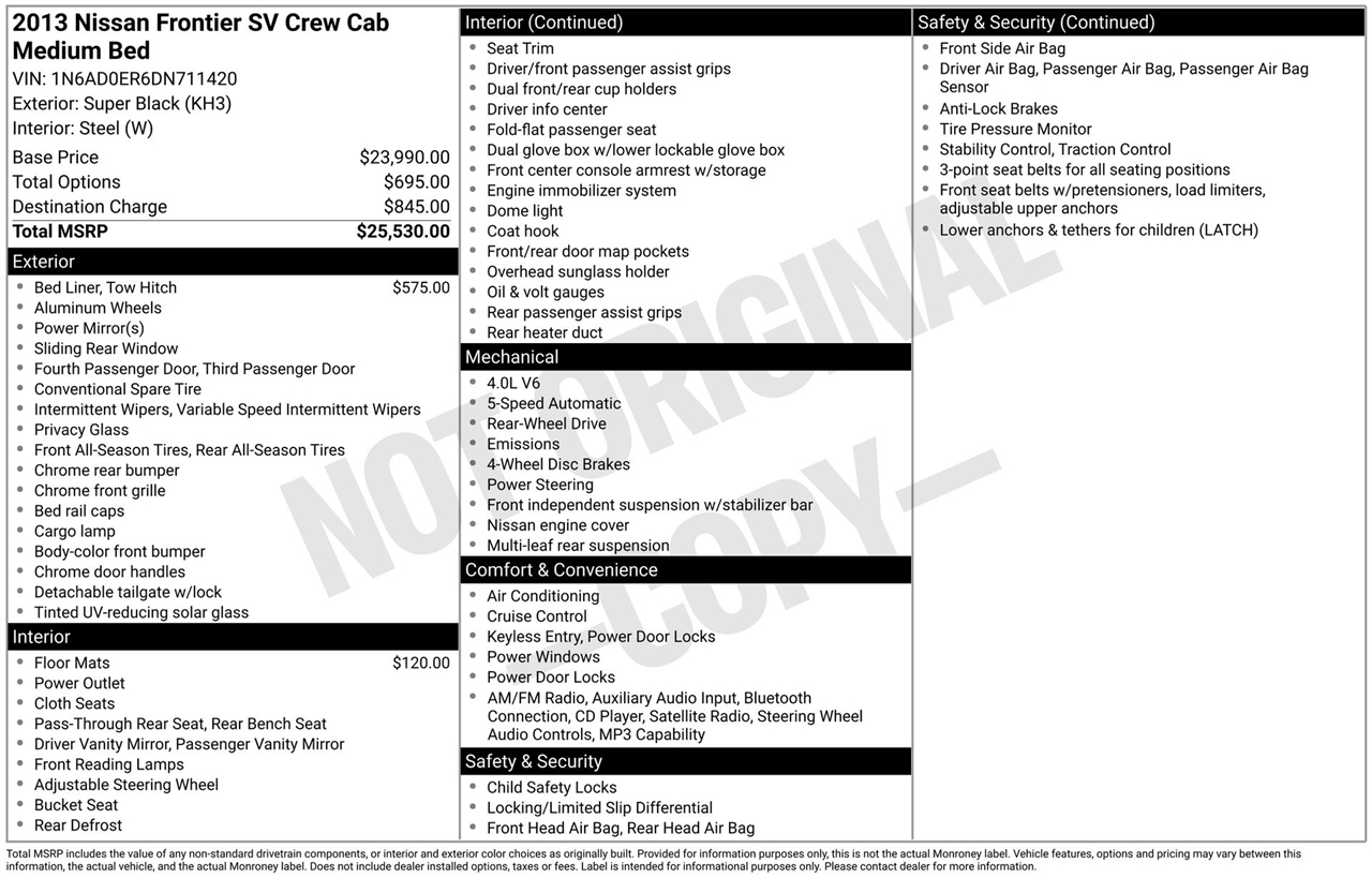 Nissan Frontier S Crew Cab 2WD 2013