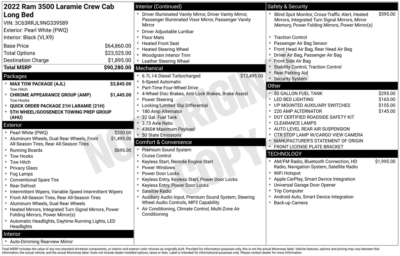 RAM 3500 Laramie Crew Cab LWB 4WD DRW 2022