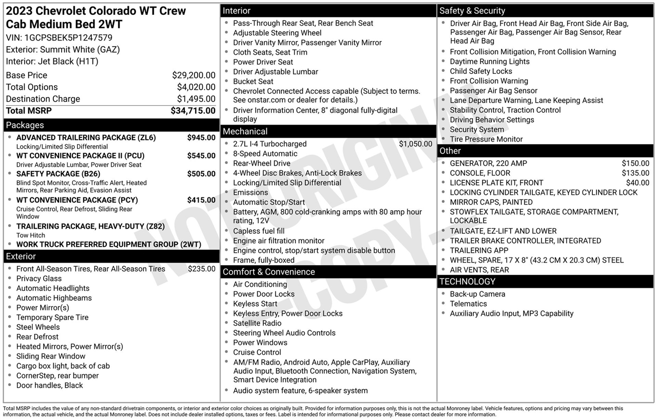 Chevrolet Colorado Work Truck Crew Cab 2WD 2023